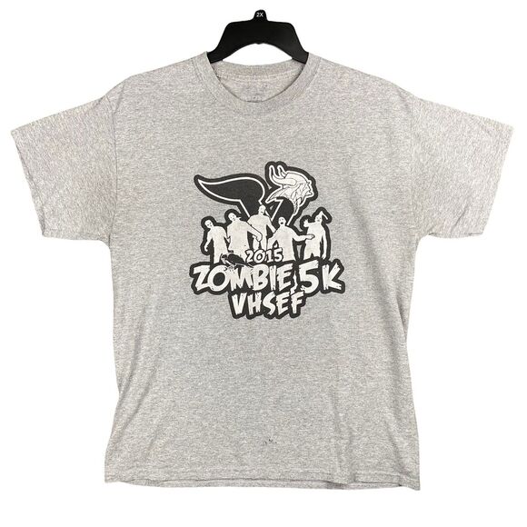 Zombie Shirt Adult Large Gray 5K Running‎ Marathon Clinton NJ 2015 Vorhees - Picture 1 of 10